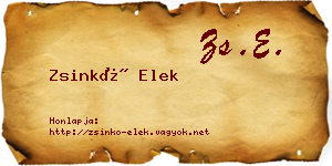 Zsinkó Elek névjegykártya